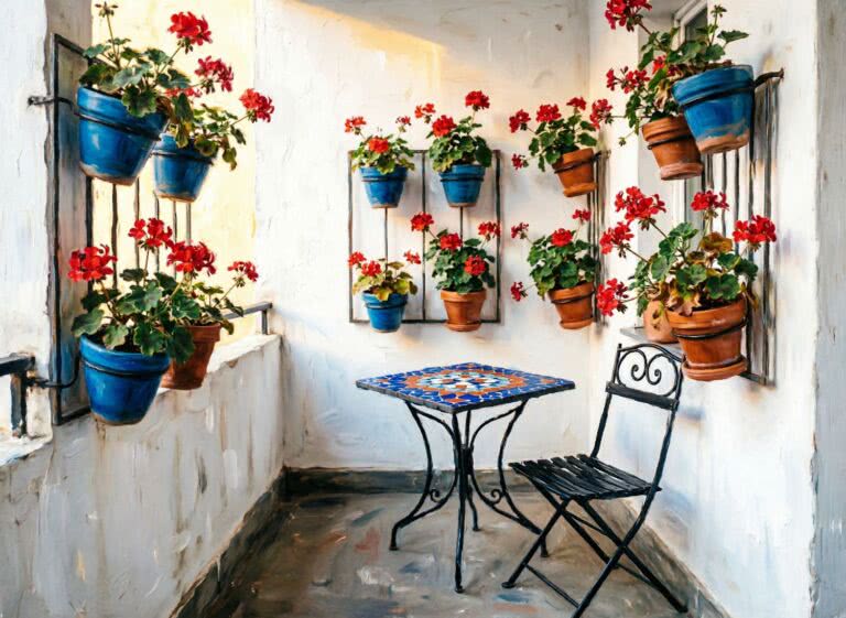 Śródziemnomorski mikroskop – miniaturowy balkon w stylu hiszpańskiego patio